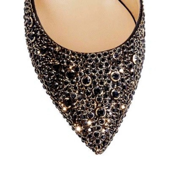 Jimmy Choo Lucy 100 Black Suede Pointy Toe Pumps With Halo Crystals US8.… - Picture 5 of 16